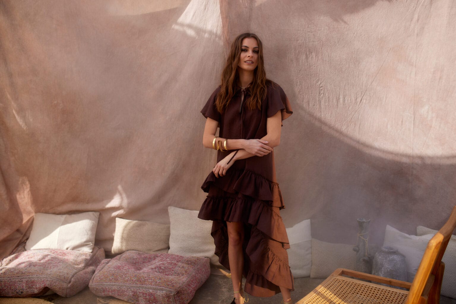 SALAMANCA cocoa linen dress — zdjęcie 7