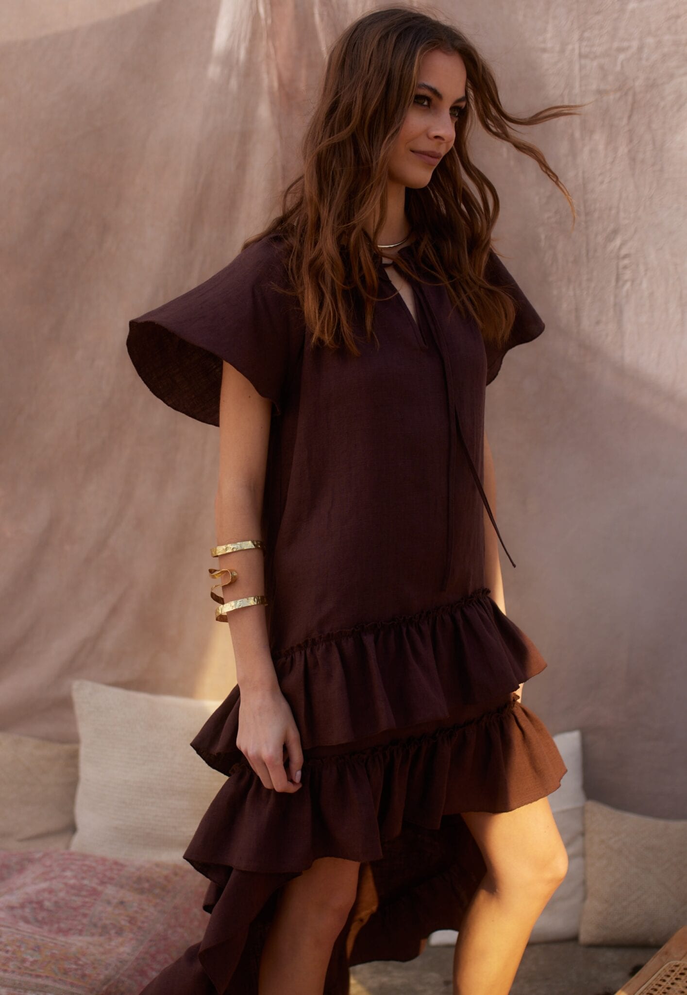 SALAMANCA cocoa linen dress — zdjęcie 3