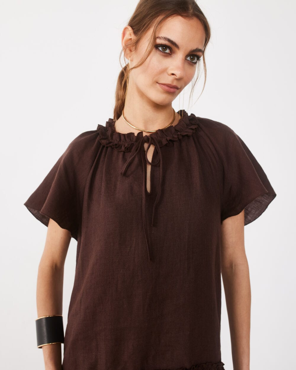 SALAMANCA cocoa linen dress — zdjęcie 6