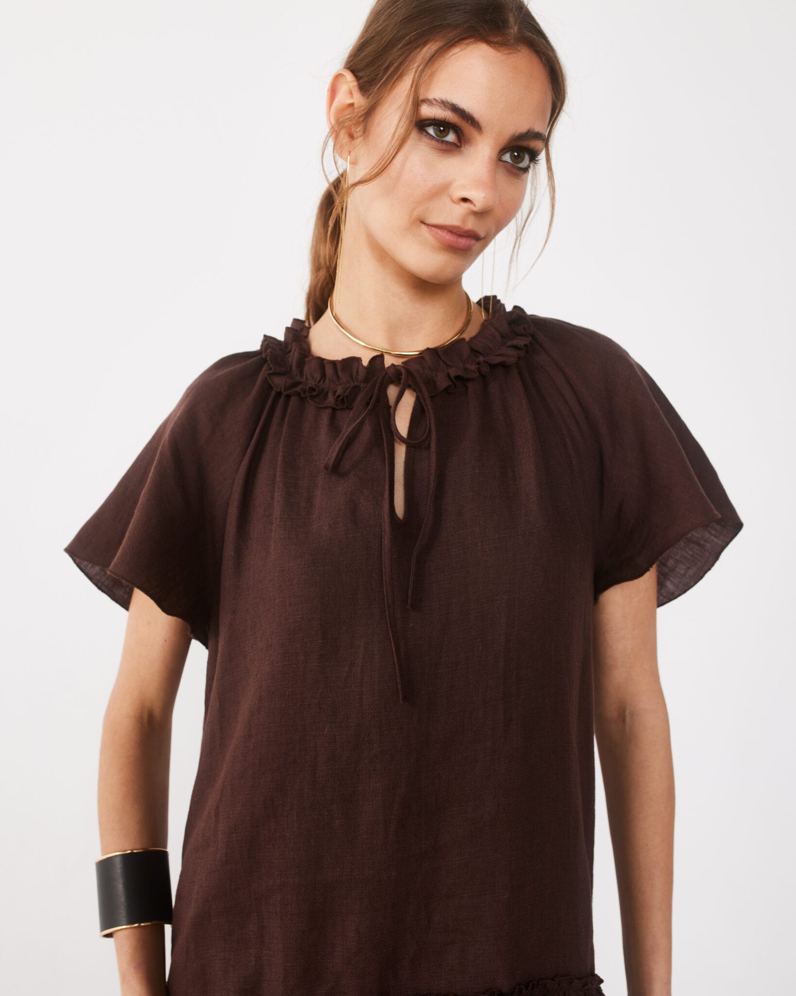SALAMANCA cocoa linen dress — zdjęcie 6