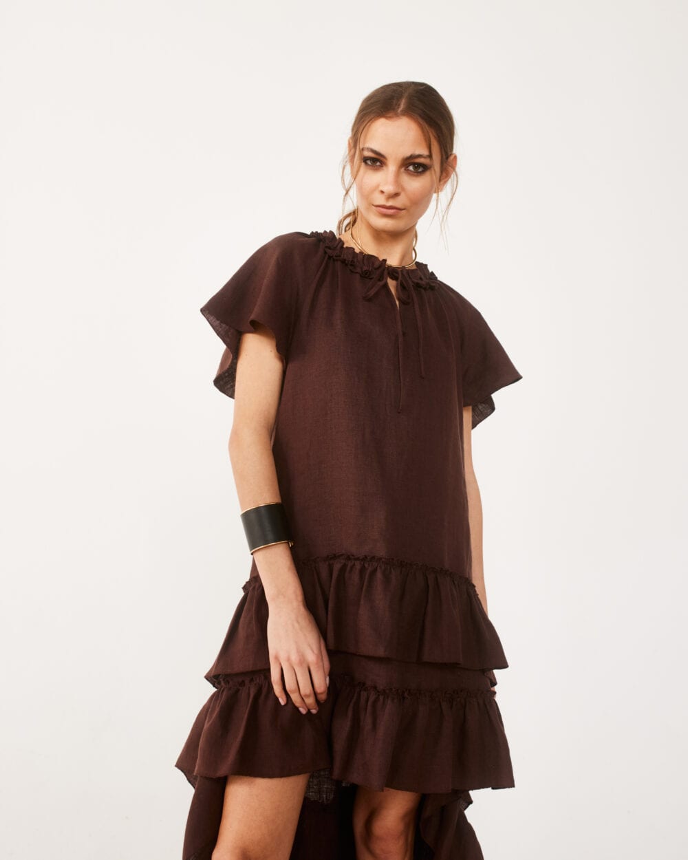 SALAMANCA cocoa linen dress — zdjęcie 9