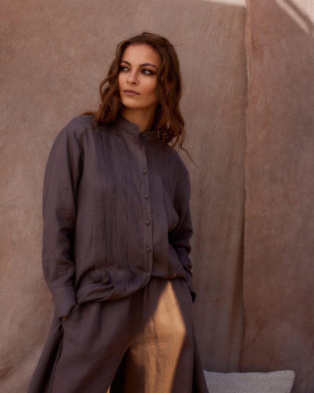 MUSCAT mocha linen shirt — zdjęcie 6