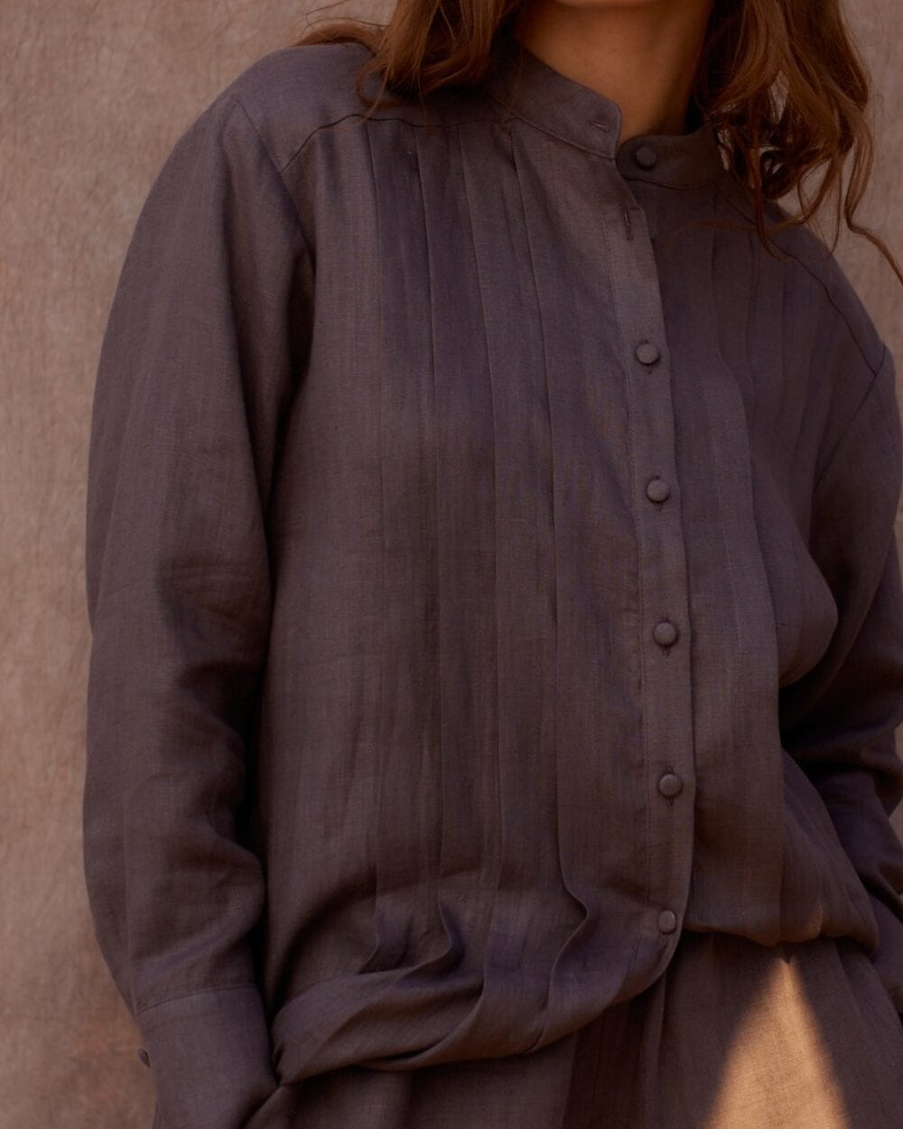 MUSCAT mocha linen shirt — zdjęcie 5