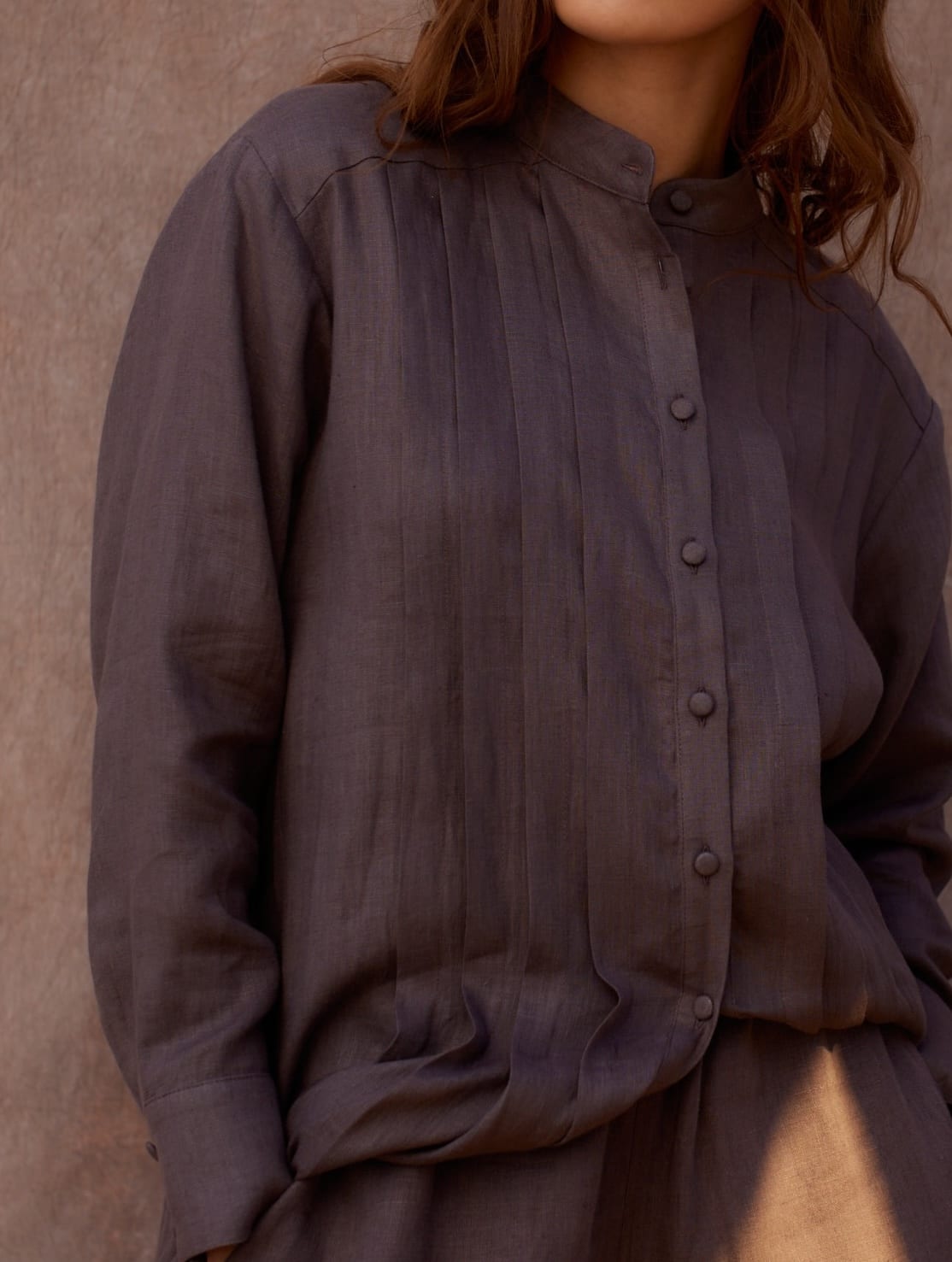 MUSCAT mocha linen shirt — zdjęcie 5