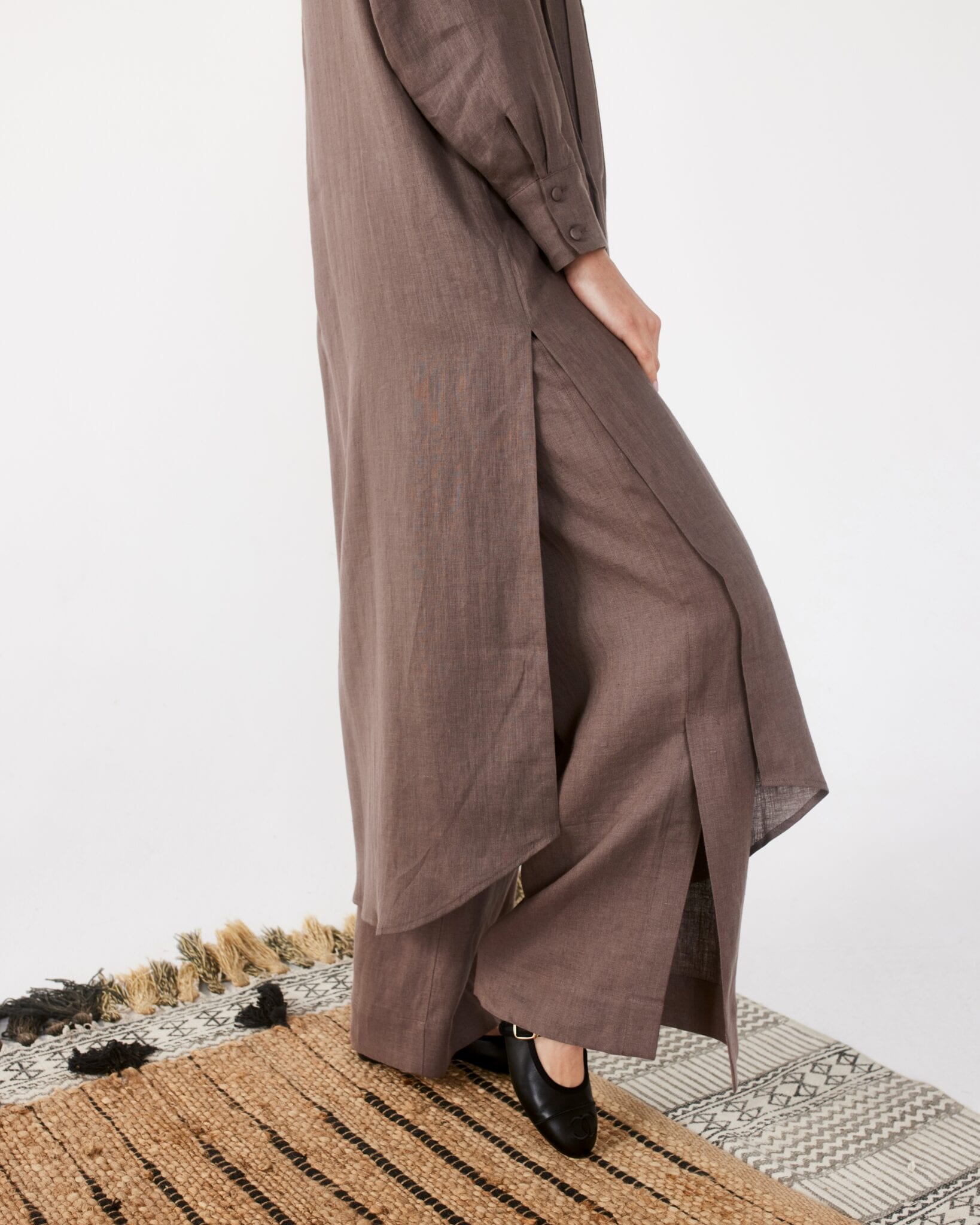 MARRAKESH mocha linen trousers — zdjęcie 6