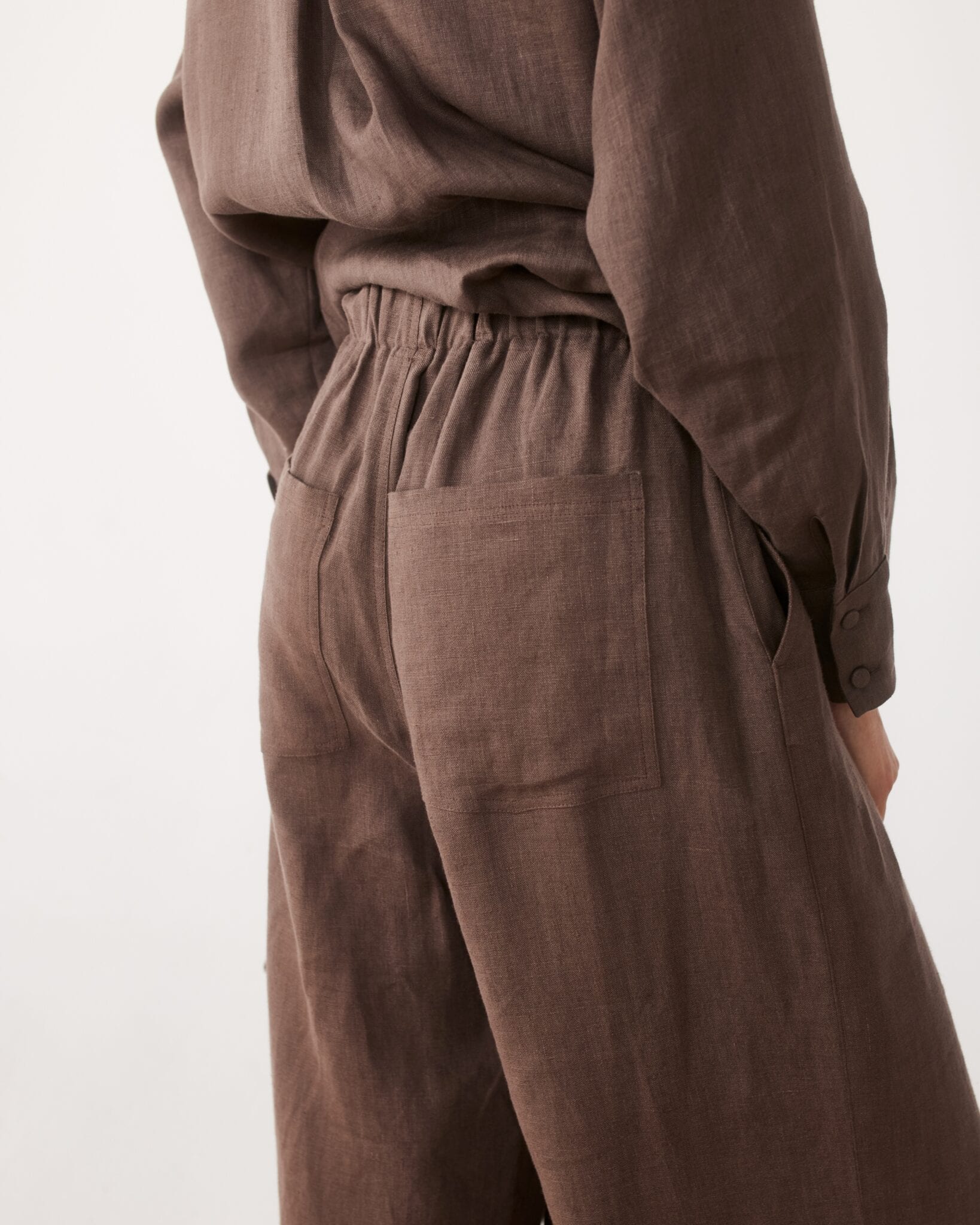 MARRAKESH mocha linen trousers — zdjęcie 7