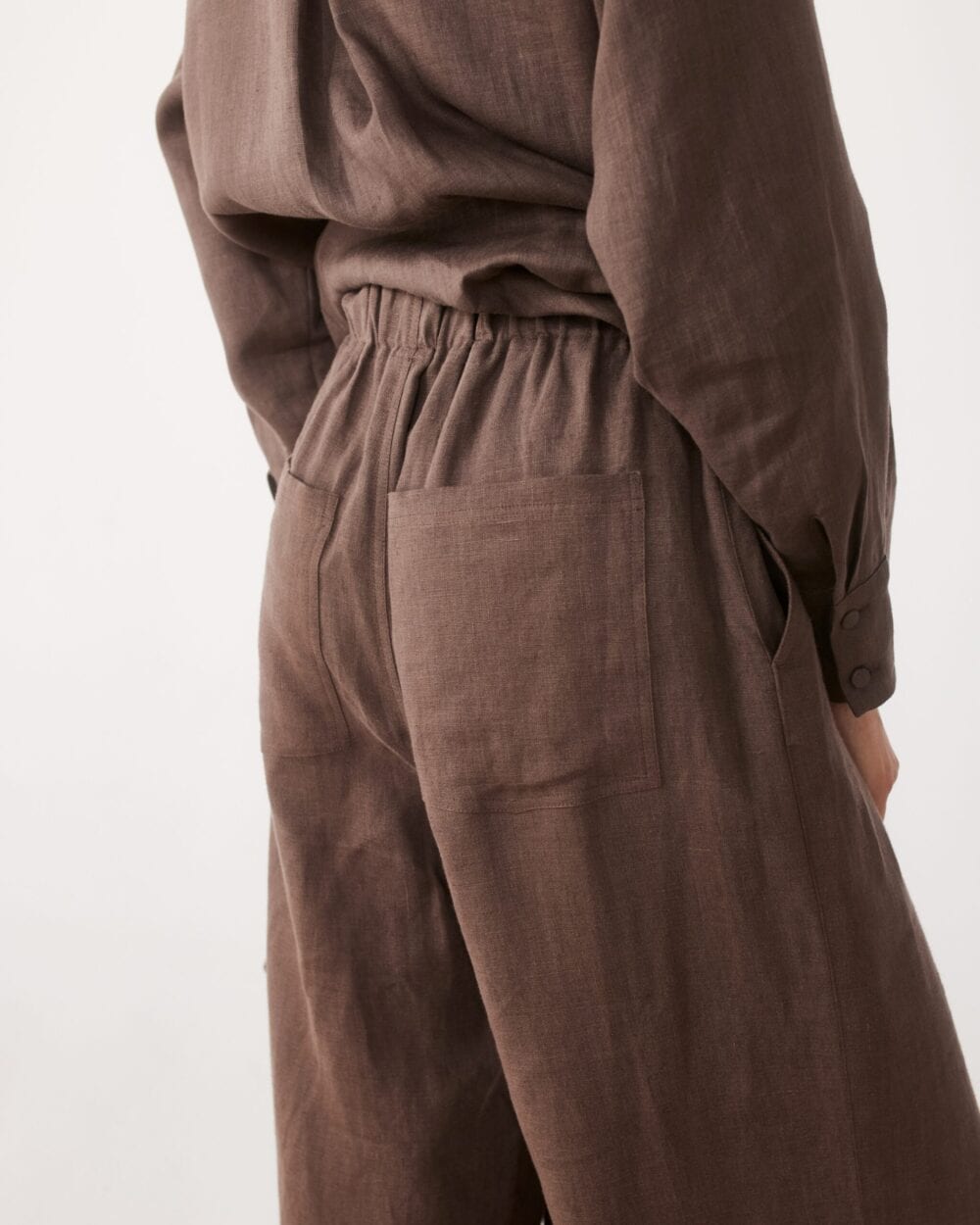 MARRAKESH mocha linen trousers — zdjęcie 7