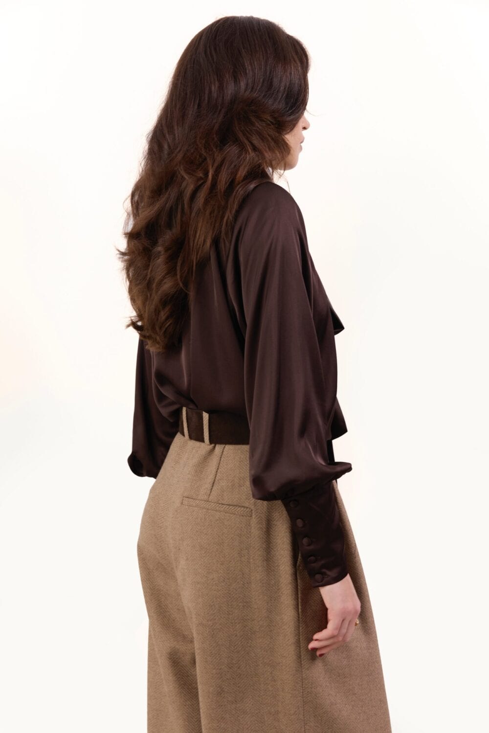 BAUMONT brown satin shirt — zdjęcie 4