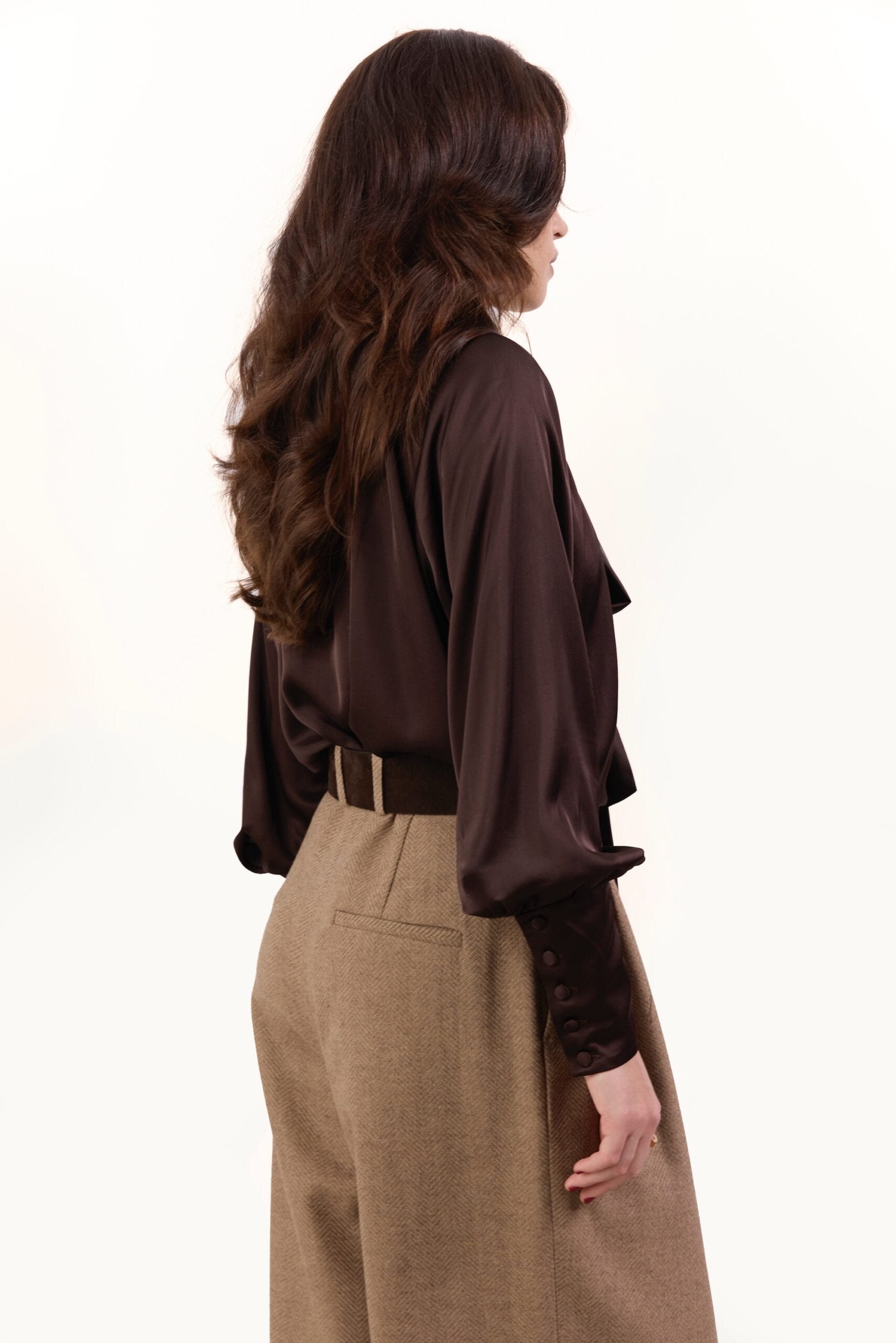 BAUMONT brown satin shirt — zdjęcie 4
