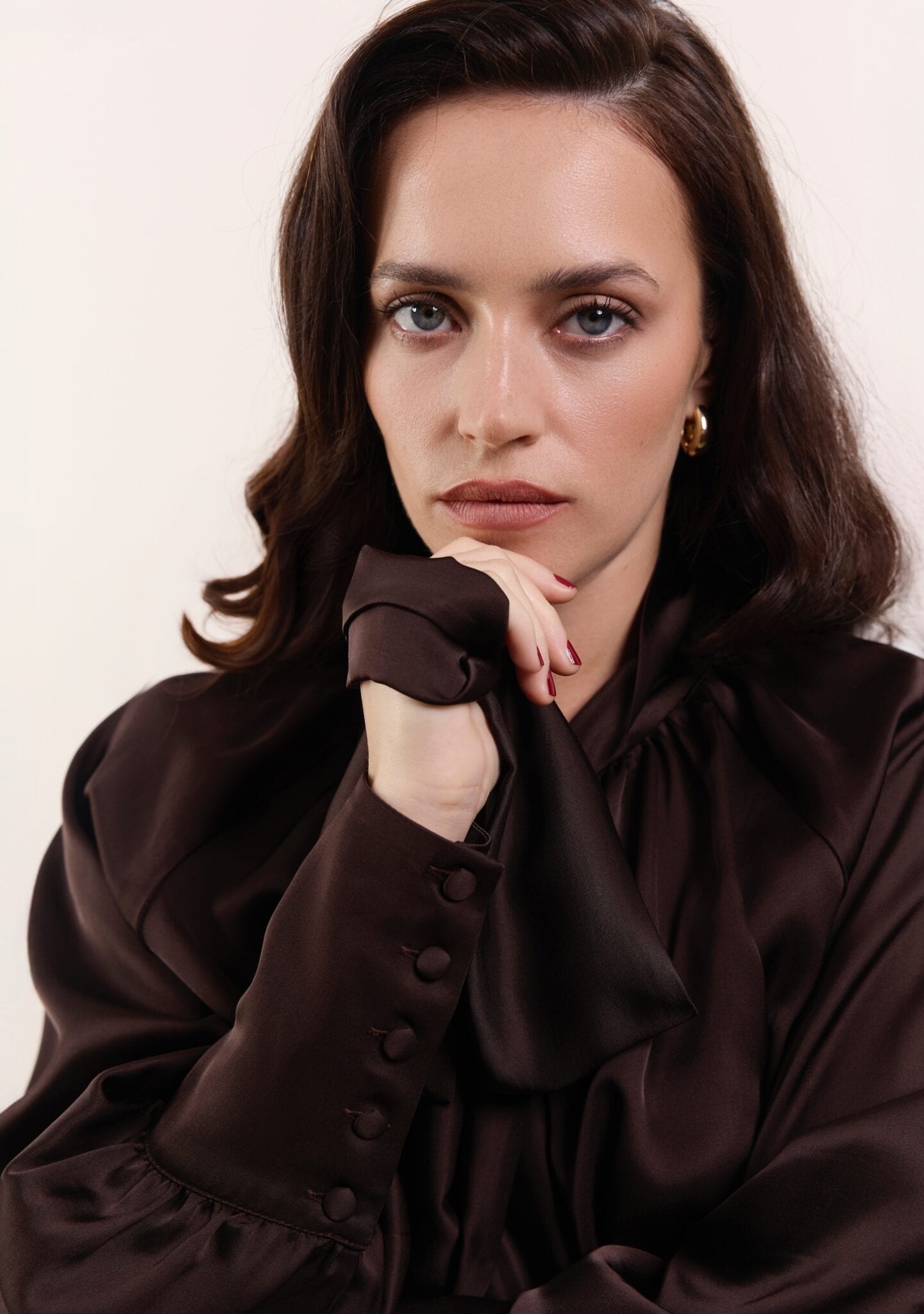 BAUMONT brown satin shirt — zdjęcie 6