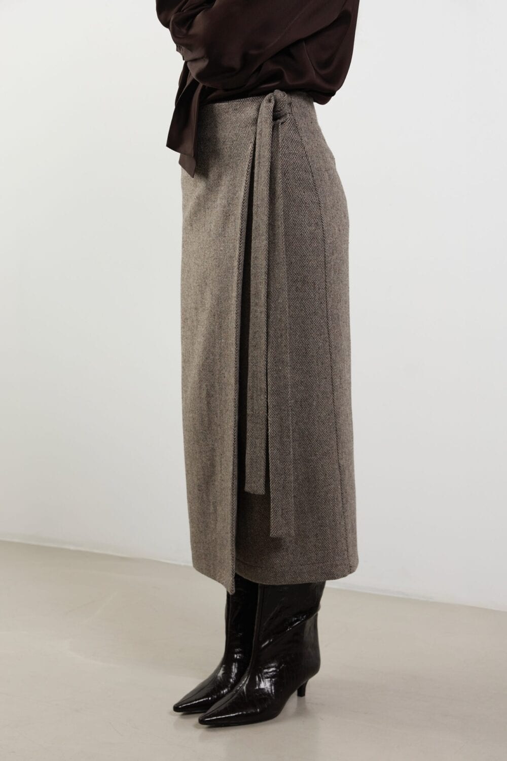 BRANFORD herringbone wool skirt — zdjęcie 6