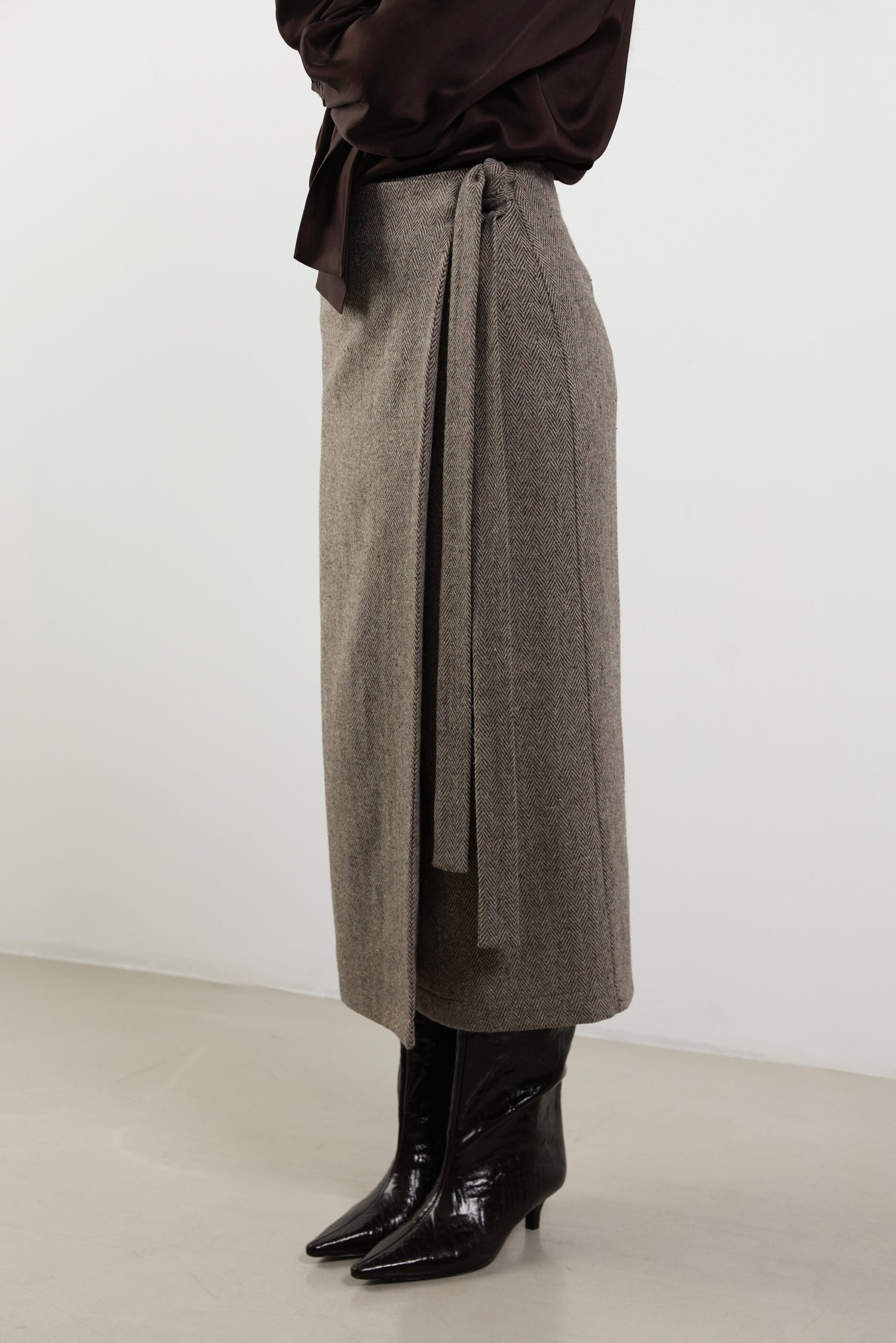 BRANFORD herringbone wool skirt — zdjęcie 6