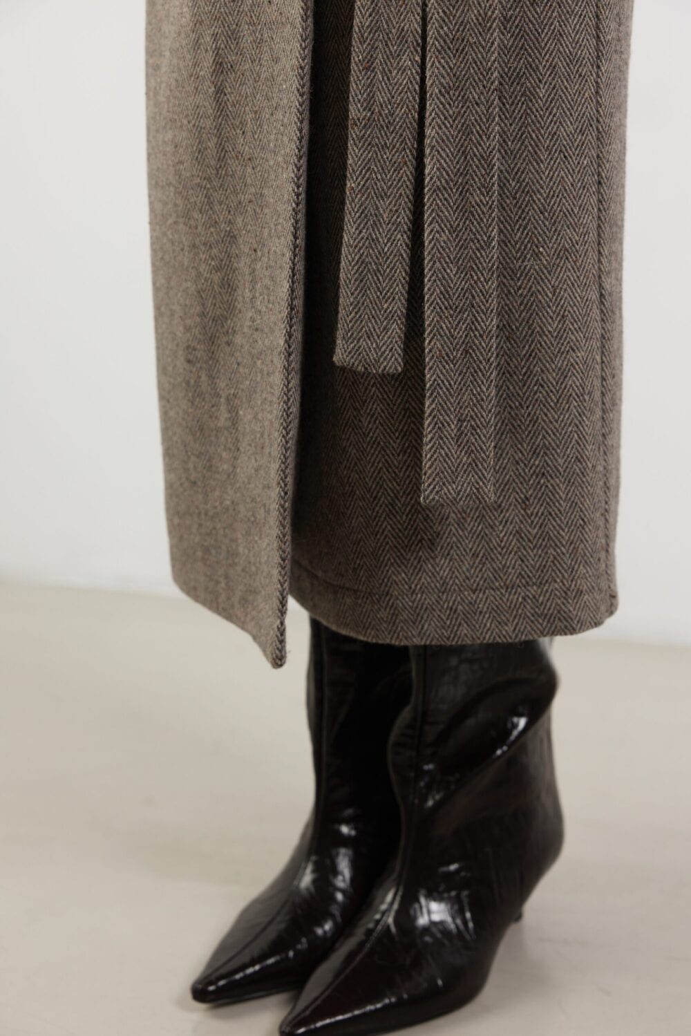 BRANFORD herringbone wool skirt — zdjęcie 7