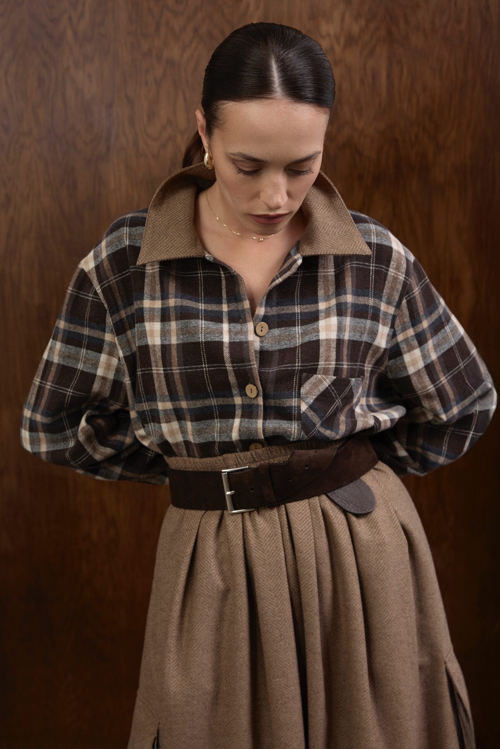 HARLINGTON brown flannel shirt — zdjęcie 3