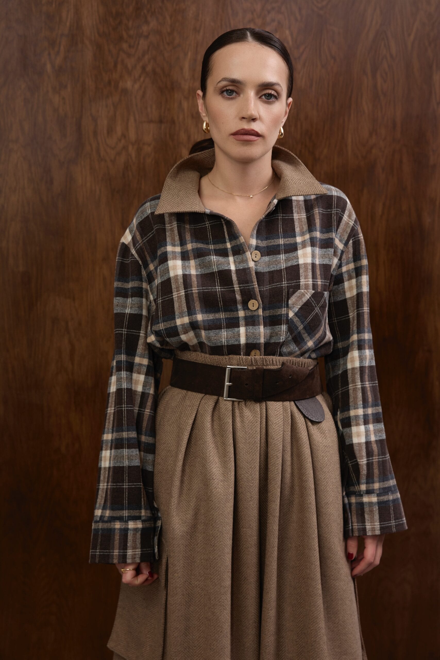 HARLINGTON brown flannel shirt — zdjęcie 2