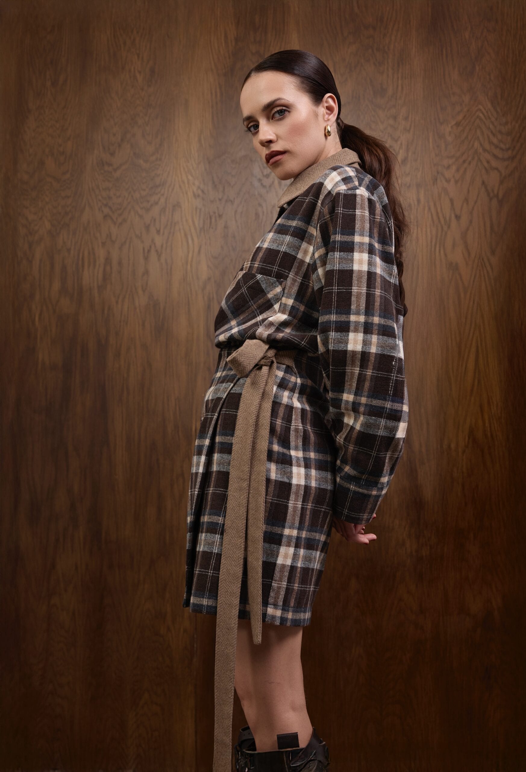 DEVON brown flannel skirt — zdjęcie 2