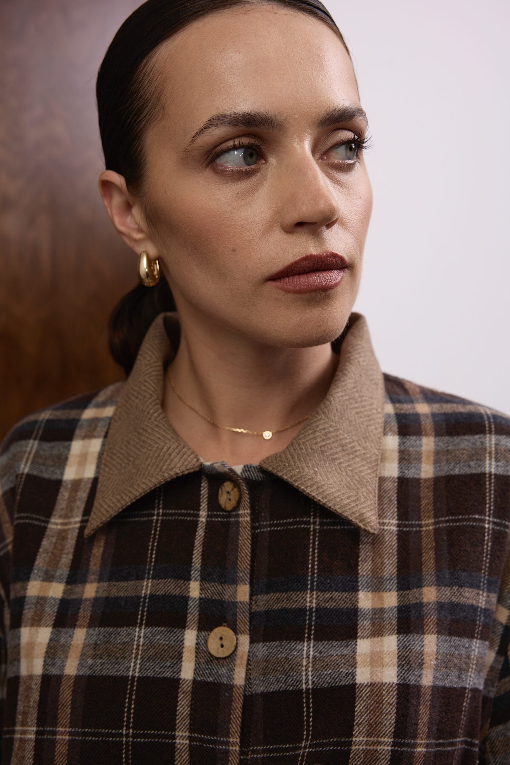 HARLINGTON brown flannel shirt — zdjęcie 4
