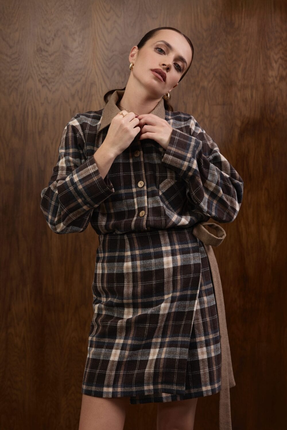 HARLINGTON brown flannel shirt — zdjęcie 9