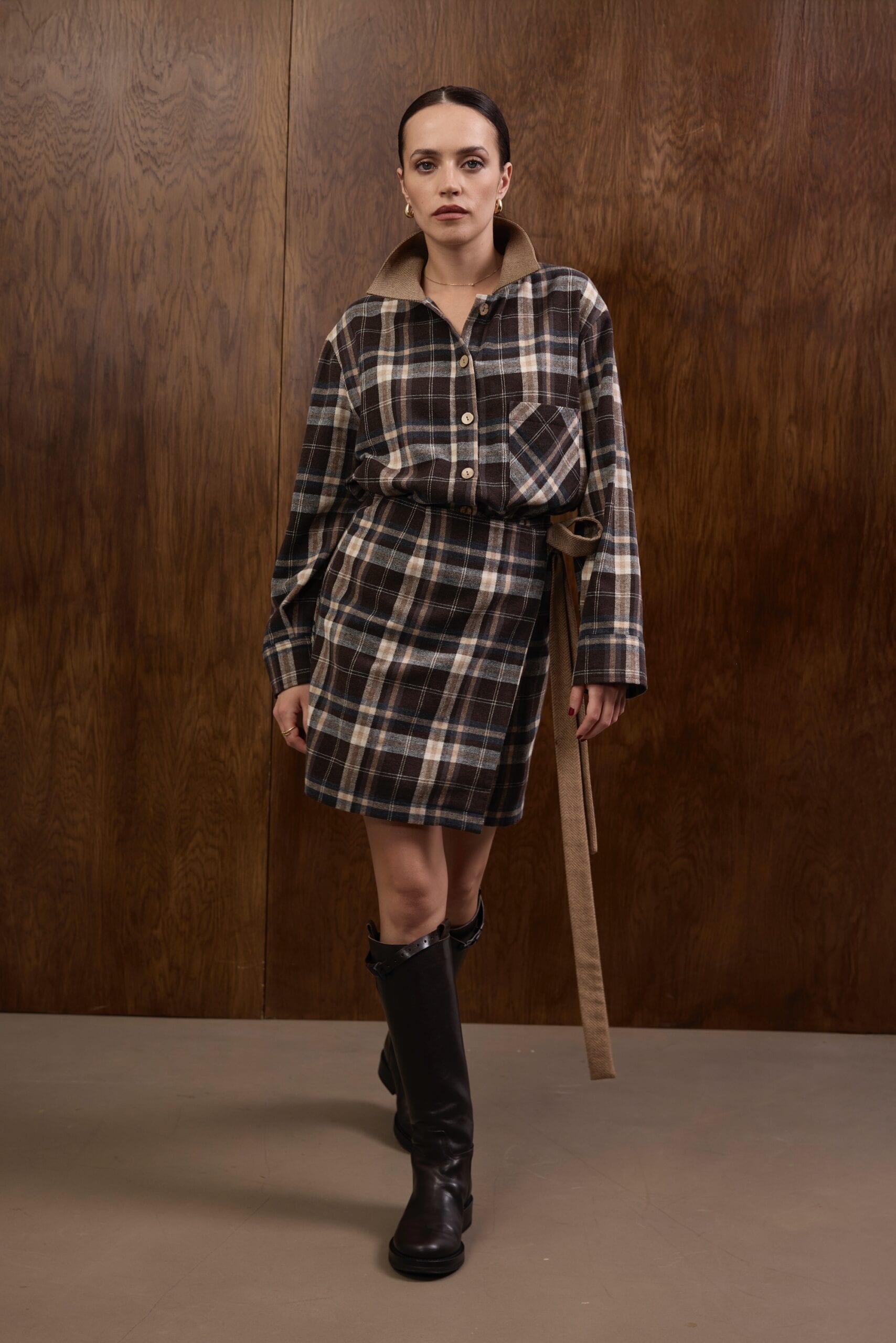 DEVON brown flannel skirt — zdjęcie 5