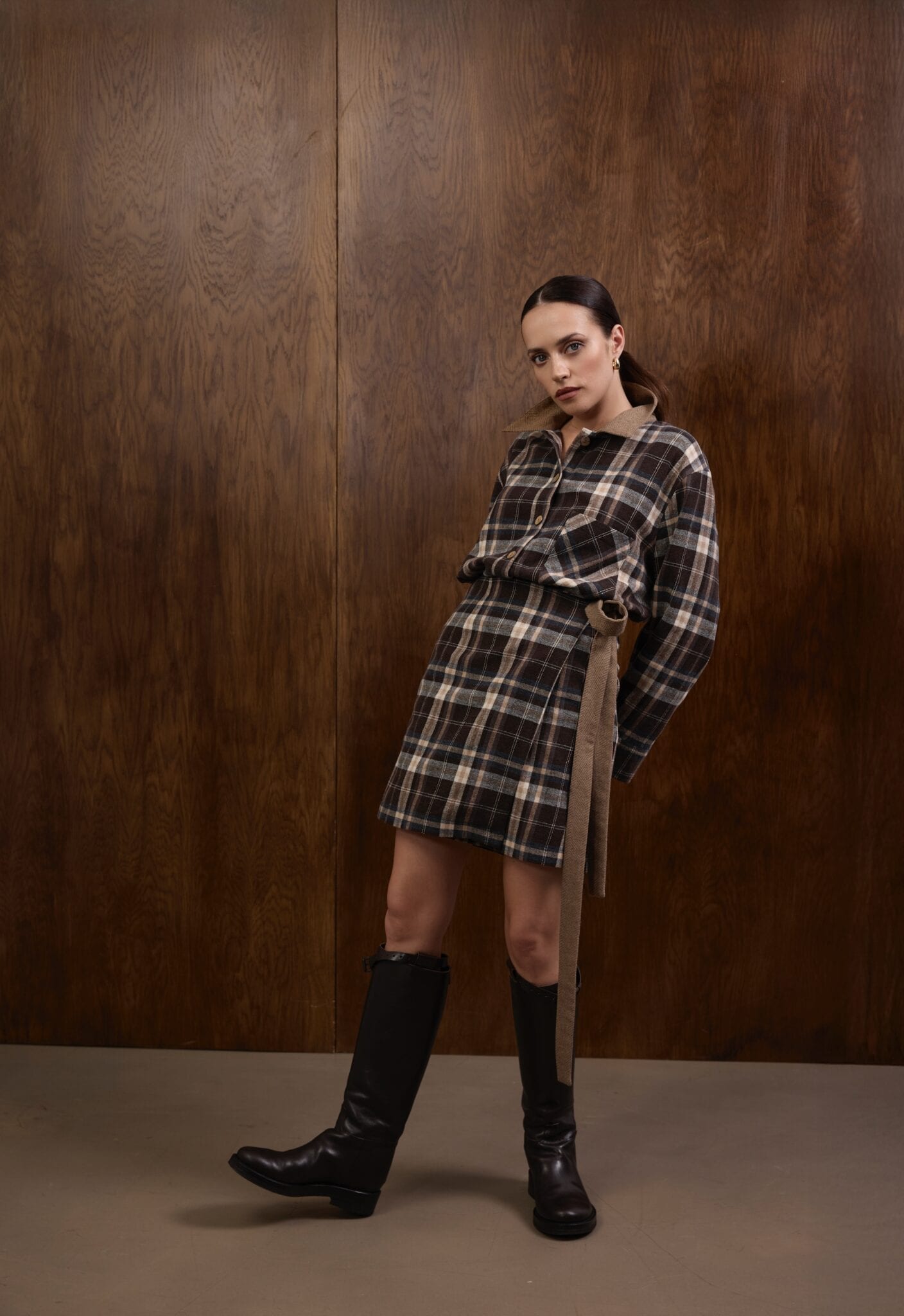 DEVON brown flannel skirt — zdjęcie 7