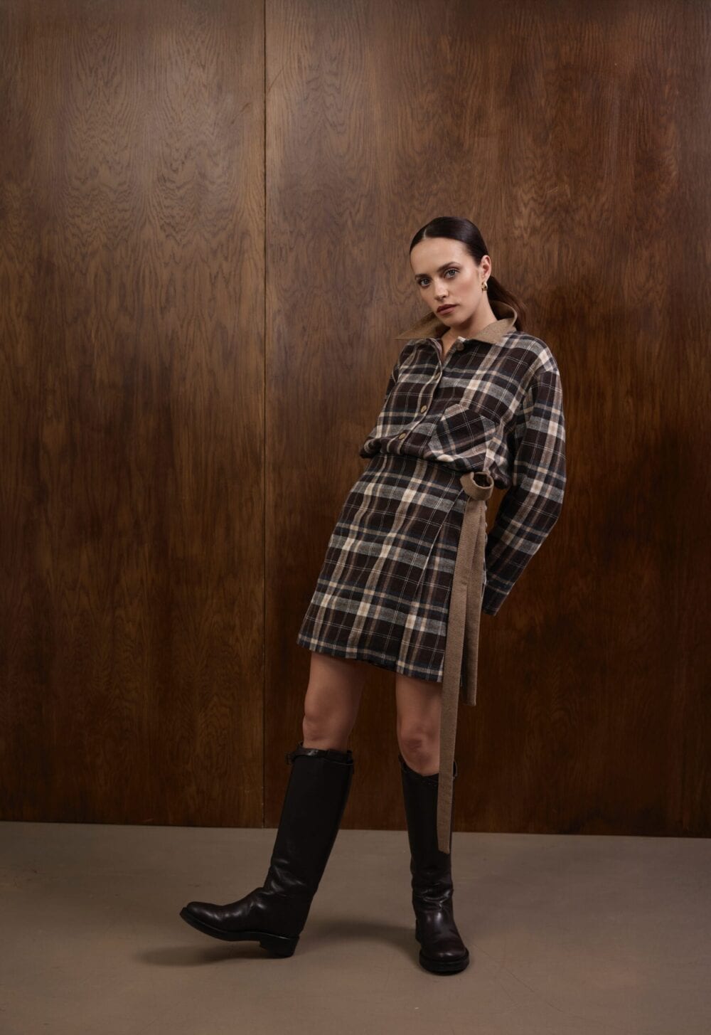 DEVON brown flannel skirt — zdjęcie 7