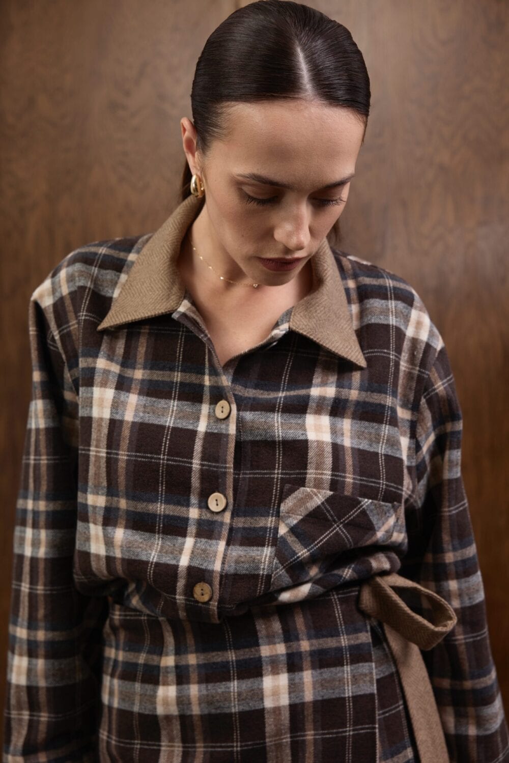 HARLINGTON brown flannel shirt — zdjęcie 7