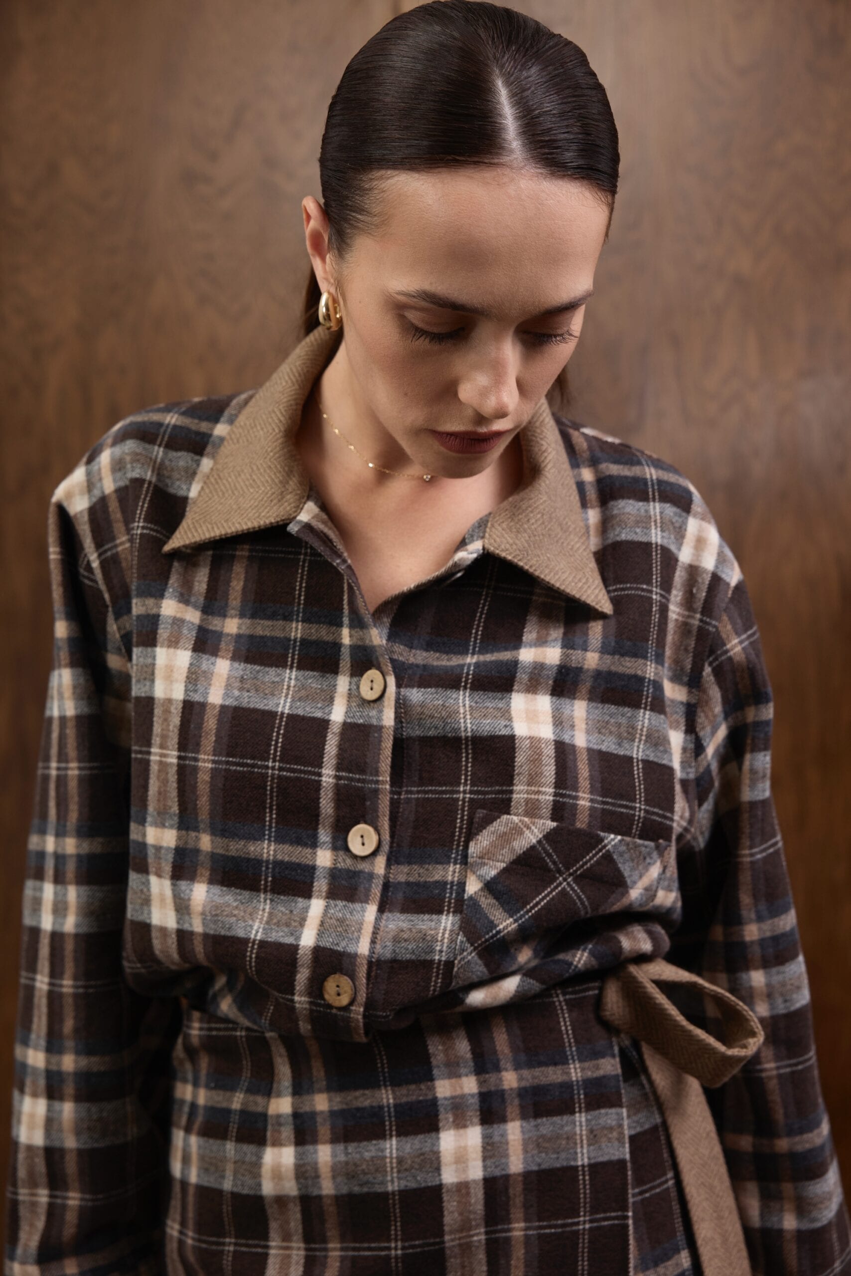 HARLINGTON brown flannel shirt — zdjęcie 7