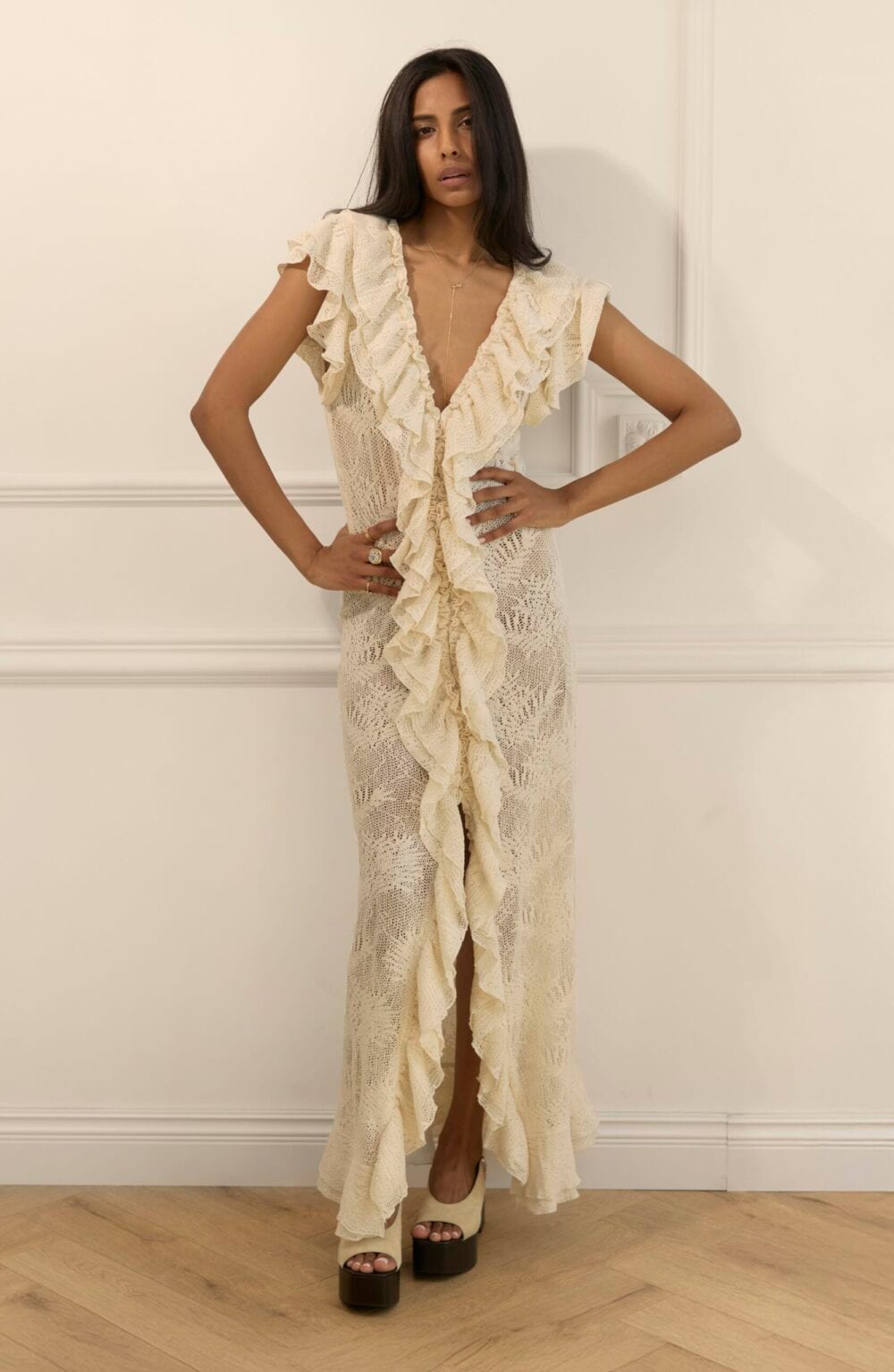 MONZA cream dress — zdjęcie 2